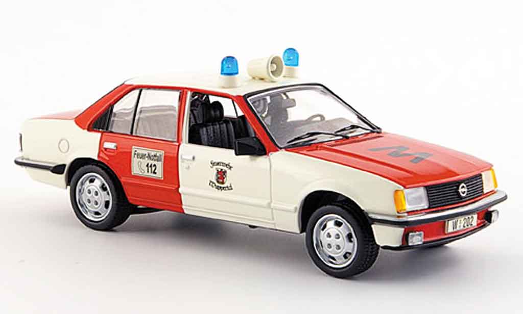 Opel Rekord 1/43 Schuco e pompier wuppertal rood wit modelauto