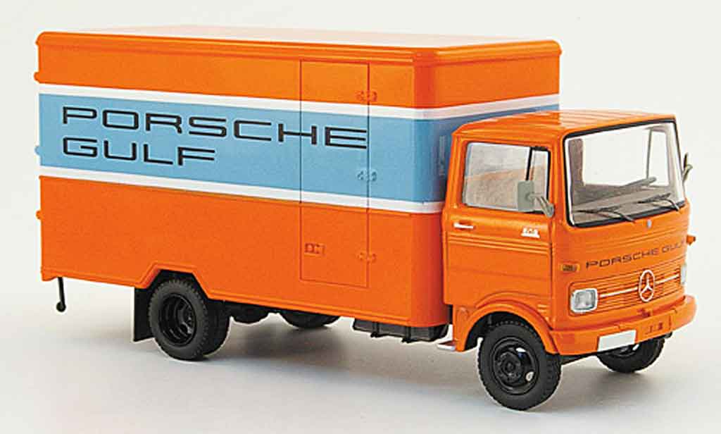 Mercedes LP 608 1/43 Schuco Bestelwagen oranje blauw Gulf modelauto