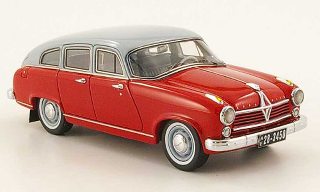 Borgward Hansa 2400 1/43 Neo rood/grijs 1955 modelauto