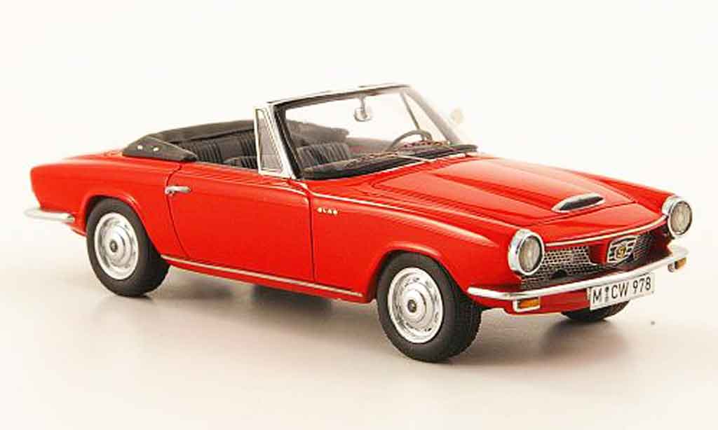 Glas 1300 1/43 Neo GT Cabriolet rood 1966 modelauto