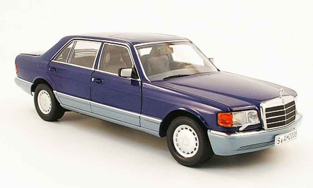 Mercedes 560 SEL 1/18 Norev SEL (w126) blauw /grijs 1985 modelauto