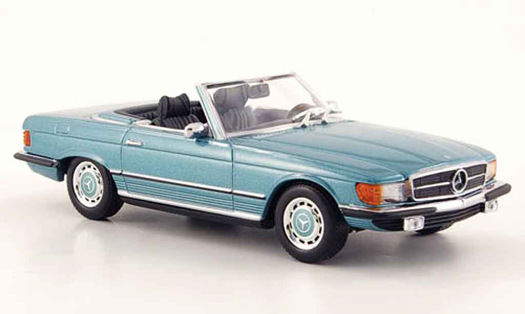 Mercedes 350 SL 1/43 Minichamps SL (R107) grunblauw 1971 modelauto