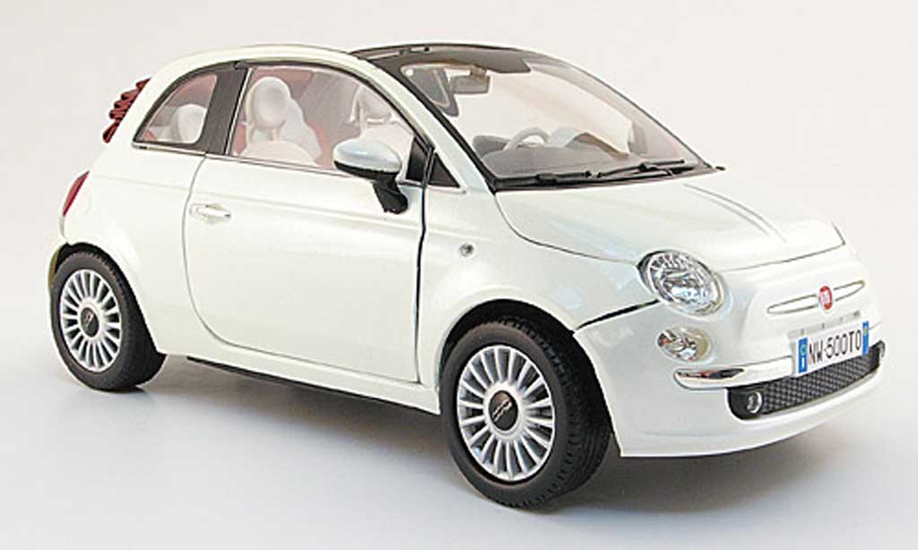 Fiat 500 C 1/18 Mondo Motors C cabriolet wit 2009 modelauto