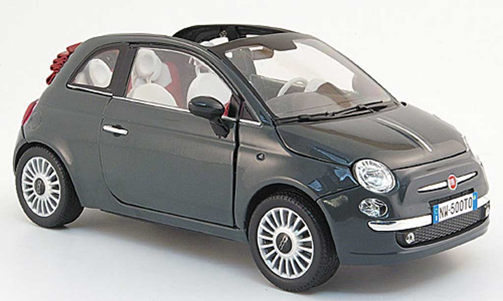 Fiat 500 C 1/18 Mondo Motors C cabriolet grijs 2009 modelauto