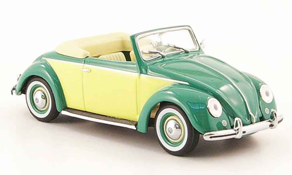 Volkswagen Coccinelle 1/43 Minichamps hebmuller cabriolet grun geel 1949 modelauto