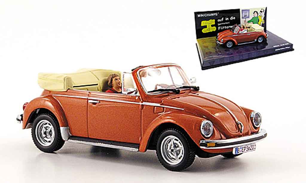 Volkswagen Coccinelle 1/43 Minichamps cabriolet met bruin angie und guido modelauto