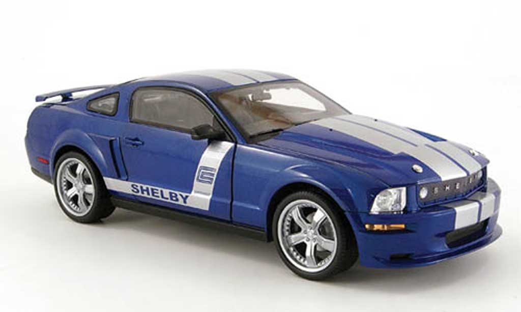 Shelby GT 1/18 Shelby Collectibles cs 6 blauw avec bandes grijss 2008 modelauto