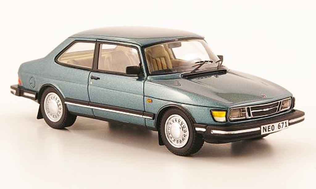Saab 90 1/43 Neo blauw grun 1985 modelauto