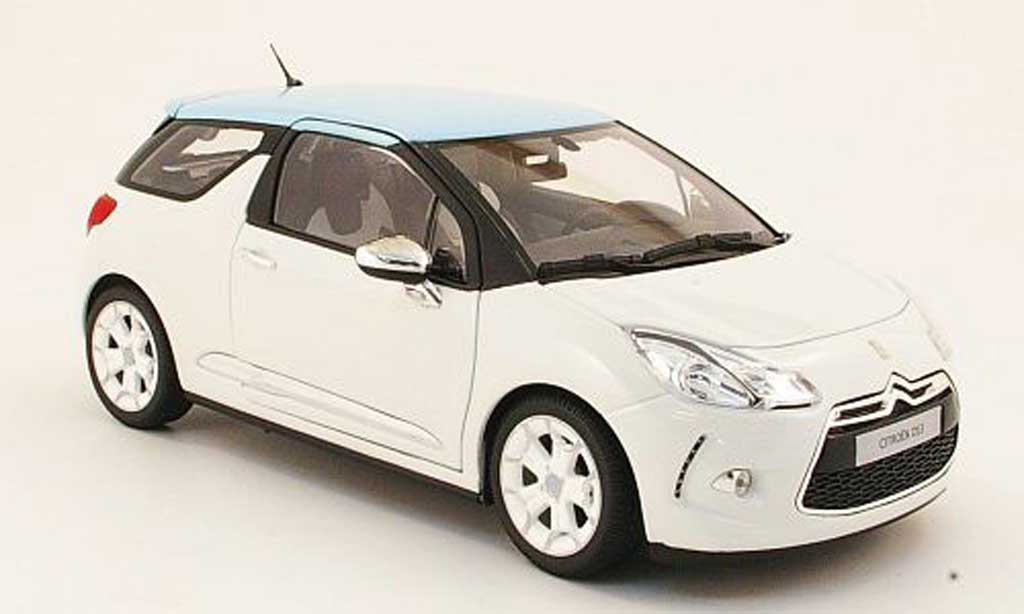 DS Automobiles DS3 1/18 Norev wit/blauw 2010 modelauto
