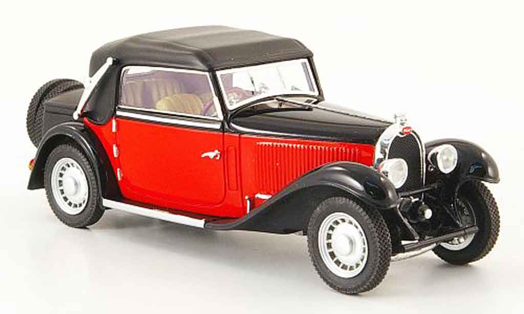 Bugatti 49 1/43 Luxcar cabriolet rood zwart geschlossen 1934 modelauto