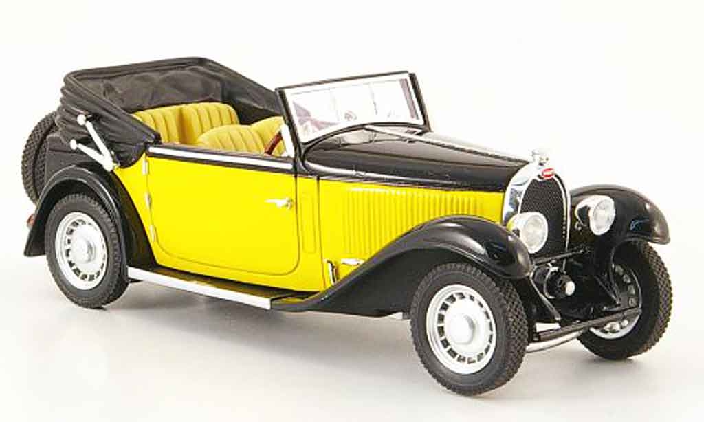 Bugatti Type 59 1/43 Luxcar cabriolet geel zwart 1934 modelauto