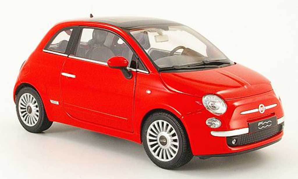 Fiat 500 1/18 Welly rood 2007 modelauto