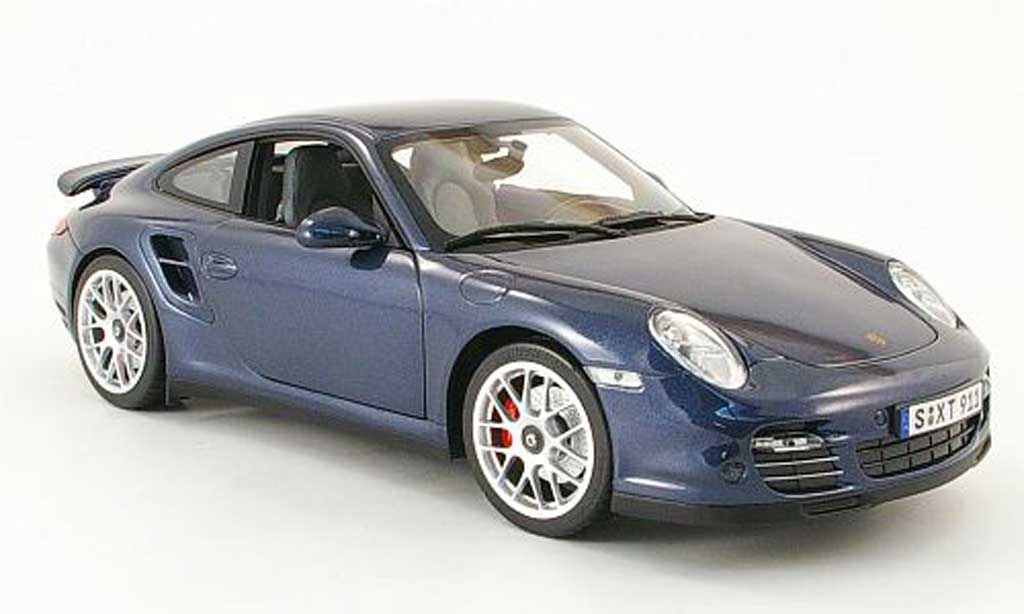 Porsche 997 Turbo 1/18 Norev Turbo blauw 2009 modelauto