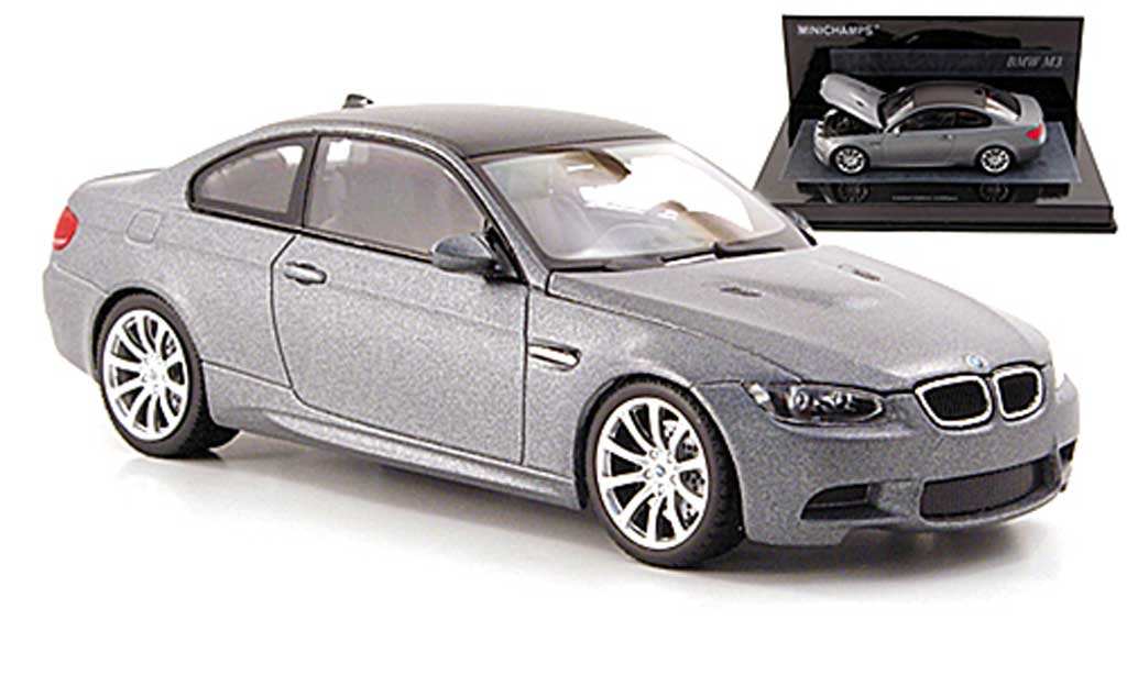 Bmw M3 E92 1/43 Minichamps E92 mattgrijs/carbonoptik 2009 modelauto