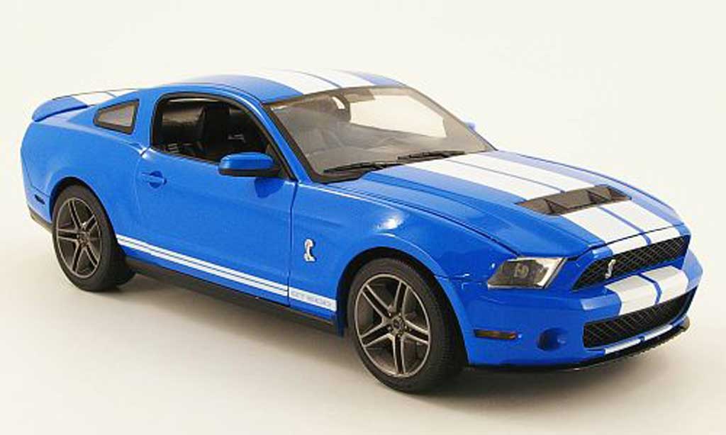 Shelby GT 500 1/18 Greenlight blauw avec wit bandes 2010 modelauto