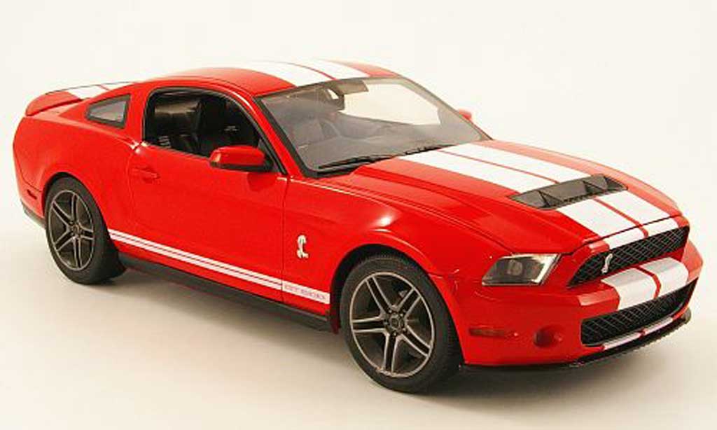 Shelby GT 500 1/18 Greenlight rood avec wit bandes 2010 modelauto