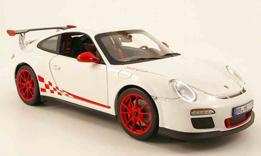 Porsche 997 GT3 RS 1/18 Norev GT3 RS 2010 rs wit mit rooder dekoration modelauto