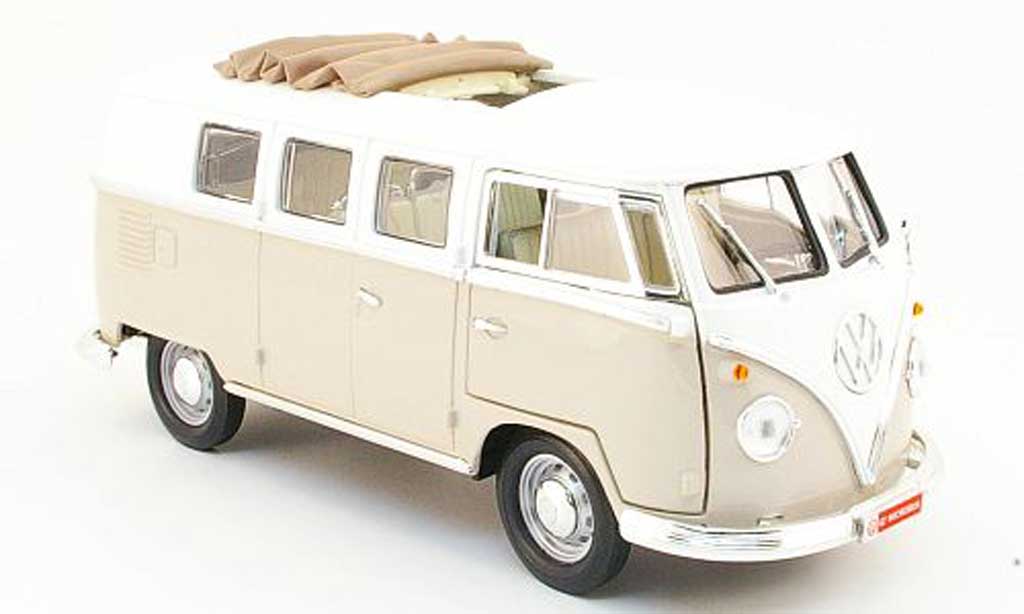 Volkswagen Combi 1/18 Yat Ming bus beige/wit 1962 modelauto