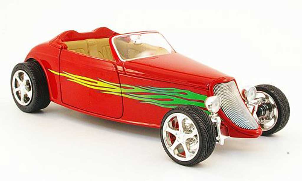 Ford Hot Rod 1/18 Yat Ming cabriolet rood avec flammendekor offen 1933 modelauto