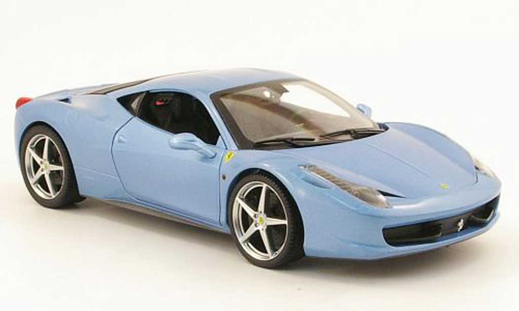 Ferrari 458 Italia 1/18 Hot Wheels Italia grijs metallic blauw modelauto