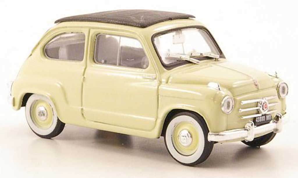 Fiat 600 1/43 Brumm geel geschlossen 1956 modelauto