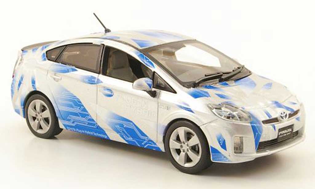 Toyota Prius 1/43 J Collection III Plug-In Hybrid grijs/blauw modelauto