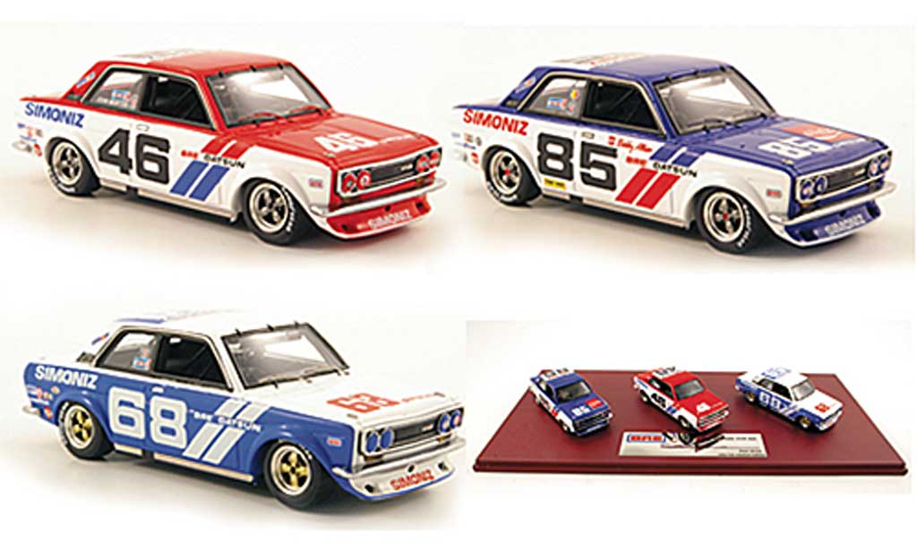Datsun 510 1/43 TrueScale Miniatures BRE Team-Set: No.46 No.68 + No.85 1972 modelauto