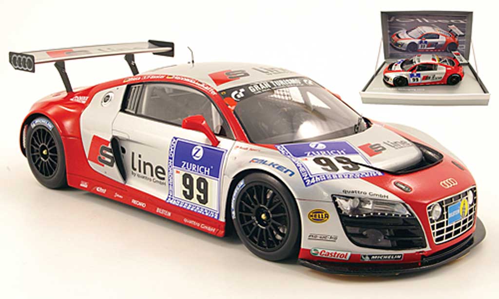 Audi R8 LMS 1/18 Spark LMS no.99 s line 24h nurburgring 2010 biela / fassler / hennerici / kaffer modelauto