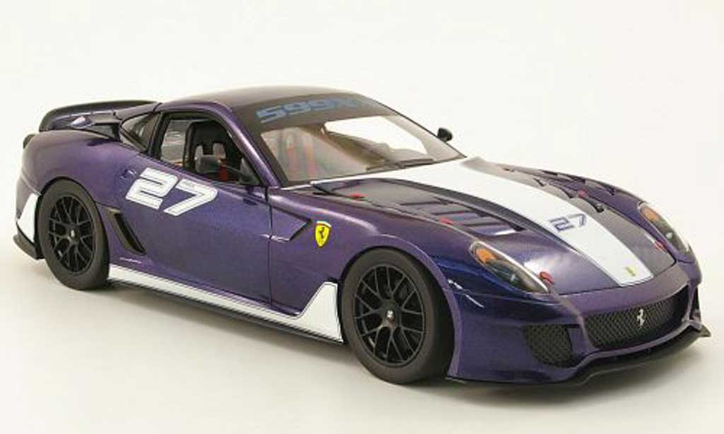 Ferrari 599 XX 1/18 Hot Wheels XX no.27 blauw/wit modelauto