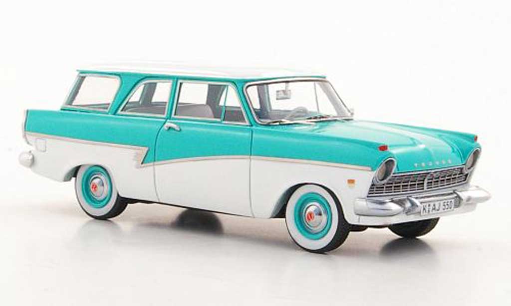 Ford Taunus 1957 1/43 Neo 1957 P2 17m Turnier turkis/wit modelauto