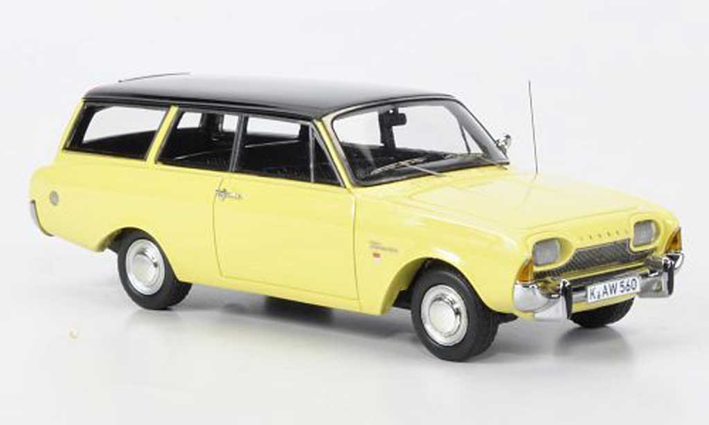 Ford Taunus 1960 1/43 Neo 1960 17m P3 Turnier geel/zwart modelauto