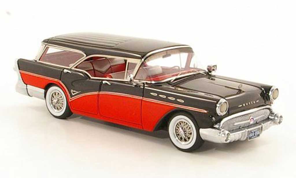 Buick Century 1/43 Neo Caballero Estate rood/zwart 1957 modelauto