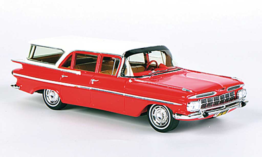 Chevrolet Impala 1959 1/43 Spark 1959 Station Wagon rood/wit 1959 modelauto