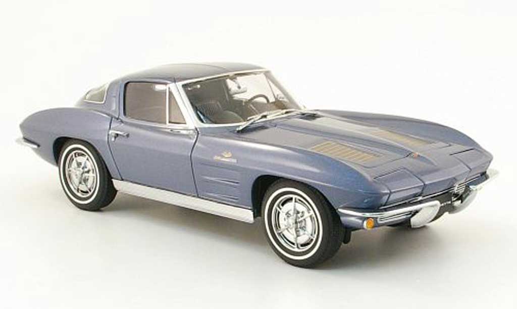 Chevrolet Corvette C2 1/18 Autoart C2 coupe grijs blauw 1963 modelauto
