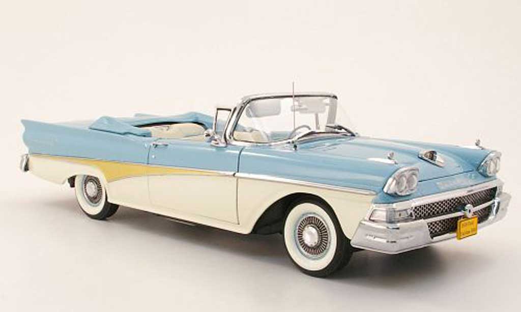 Ford Fairlane 1958 1/18 Sun Star 1958 500 cabriolet blauw/wit/or modelauto