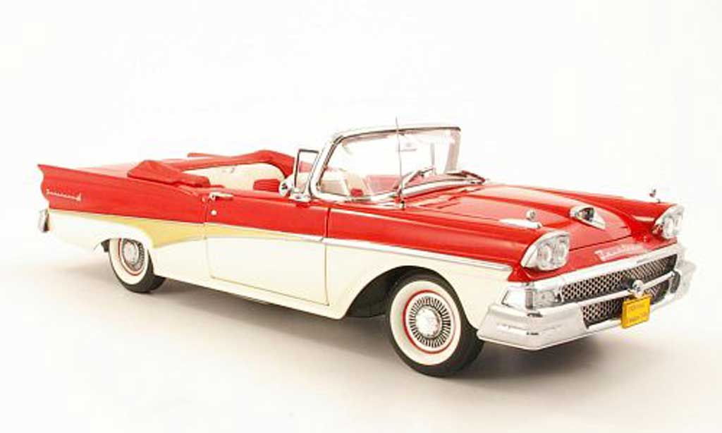 Ford Fairlane 1958 1/18 Sun Star 1958 500 Cabriolet rood/wit 1958 modelauto