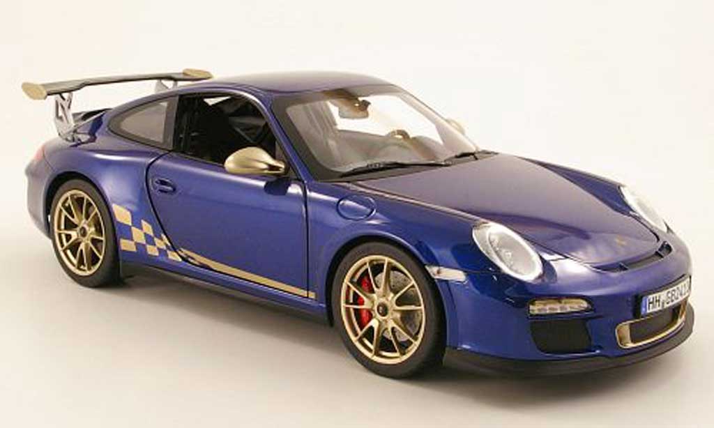 Porsche 997 GT3 RS 1/18 Norev GT3 RS 2010 blauw/beige modelauto