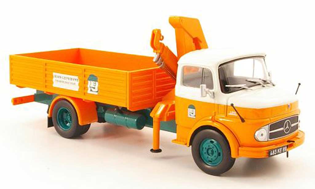 Mercedes LP 911 1/43 Hachette Pritsche avec Ladekran Jean Lefebvre 1969 modelauto