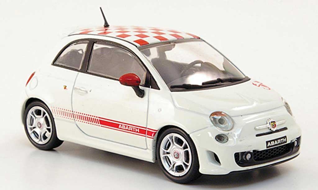 Fiat 500 Abarth 1/43 Hachette Abarth wit/rood 2008 modelauto
