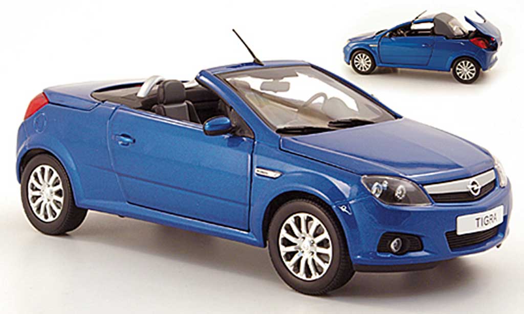 Opel Tigra 1/18 Norev twintop blauw/grijs metallized modelauto