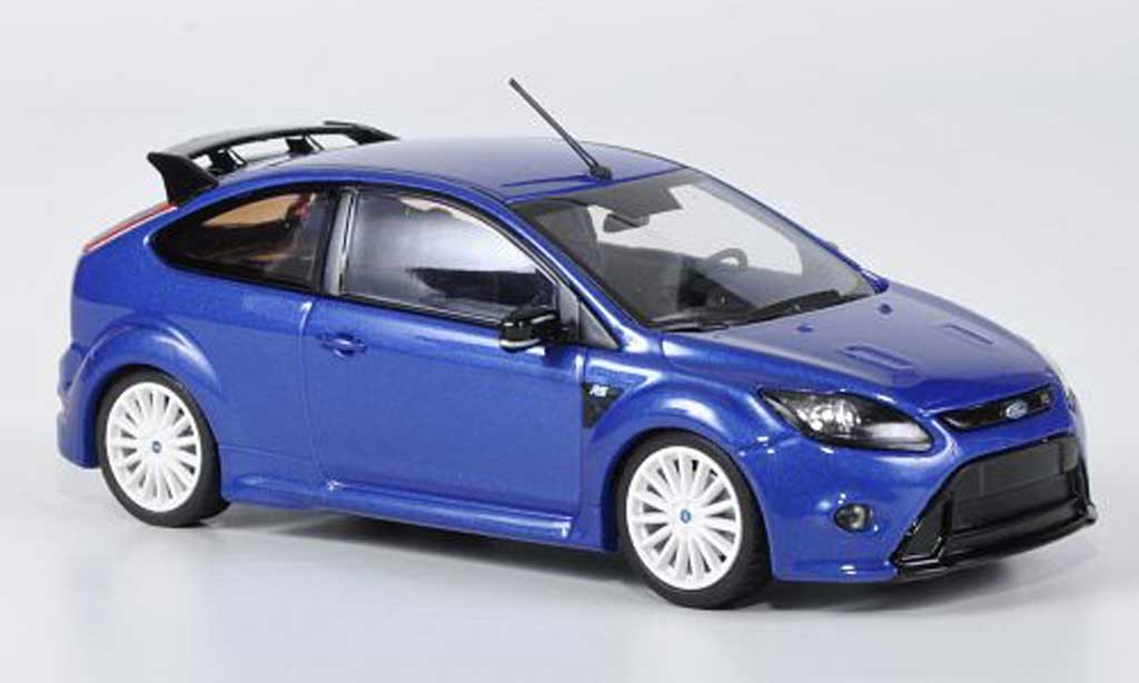 Ford Focus RS 1/43 Minichamps RS blauw avec witen Radern 2009 modelauto