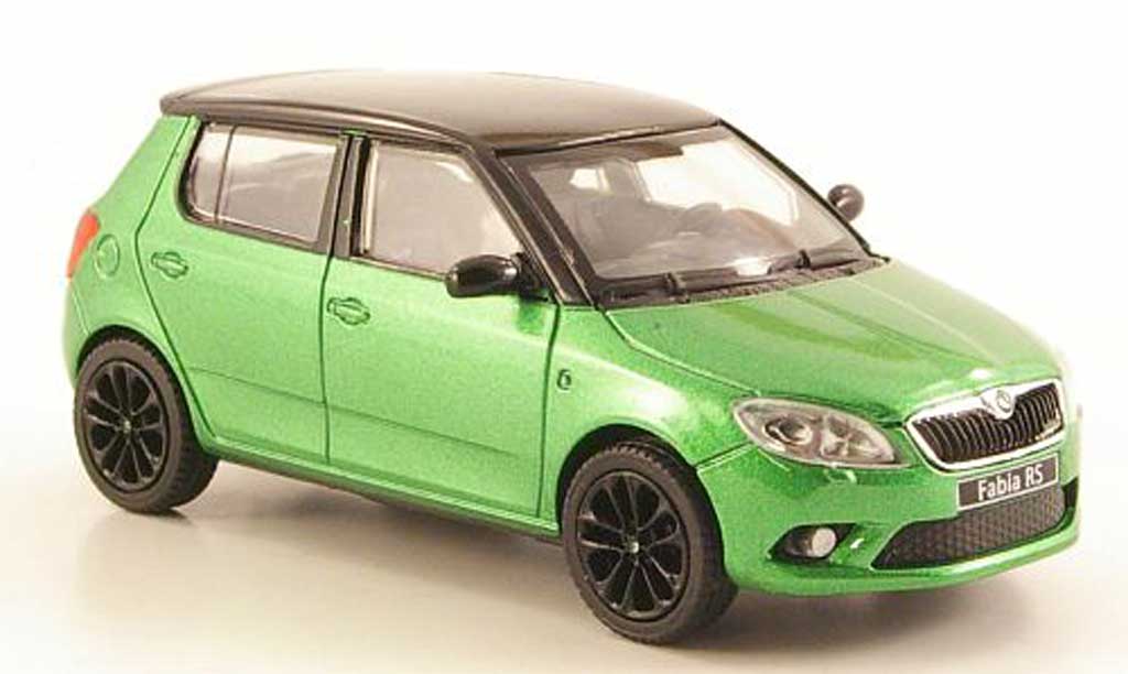 Skoda Fabia RS 1/43 Abrex RS II grun mit zwartem Dach und Felgen 2010 modelauto