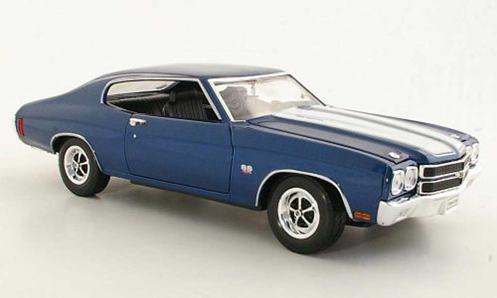 Chevrolet Chevelle 1970 1/18 Welly 1970 blauw/wit SS454 modelauto