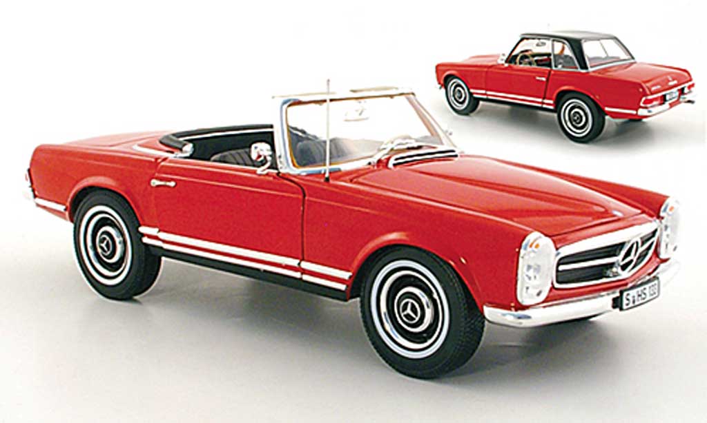 Mercedes 230 1/18 Norev SL (W113) rood modelauto