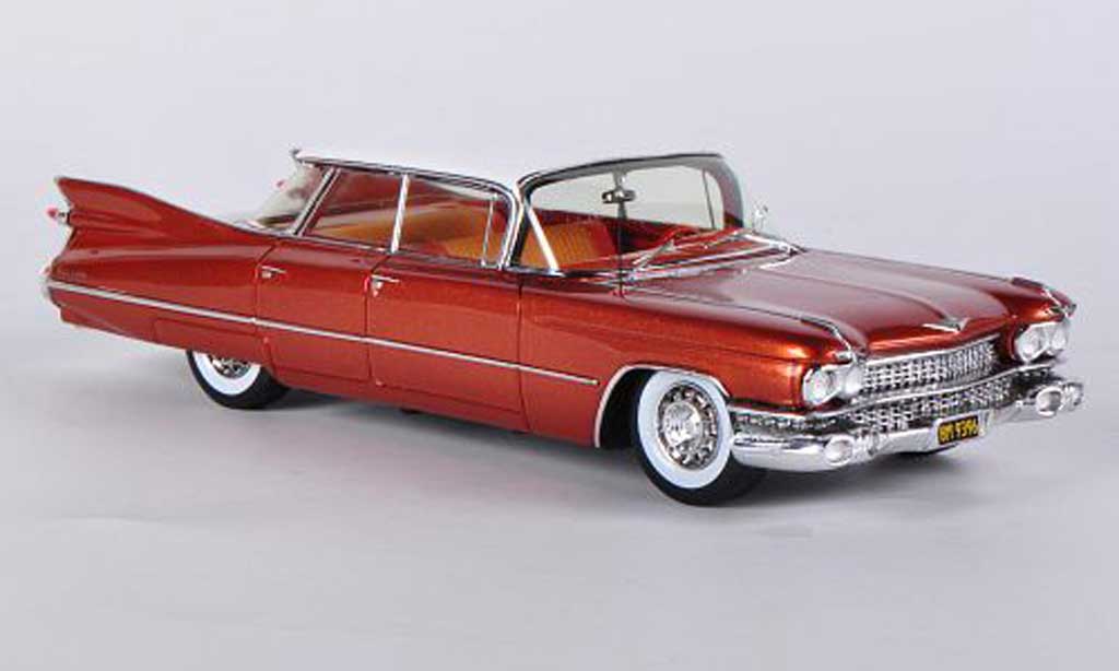 Cadillac Deville 1/43 Spark Sedan 4-Door 4-Window Hardtop bruin/wit 1959 modelauto