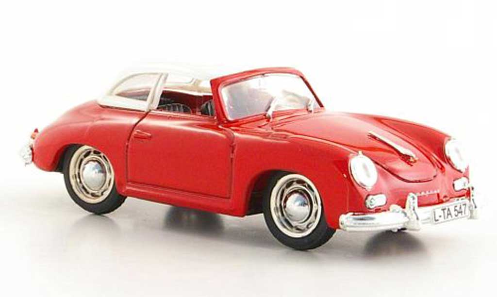 Porsche 356 1952 1/43 Brumm 1952 Hardtop rood/wit modelauto