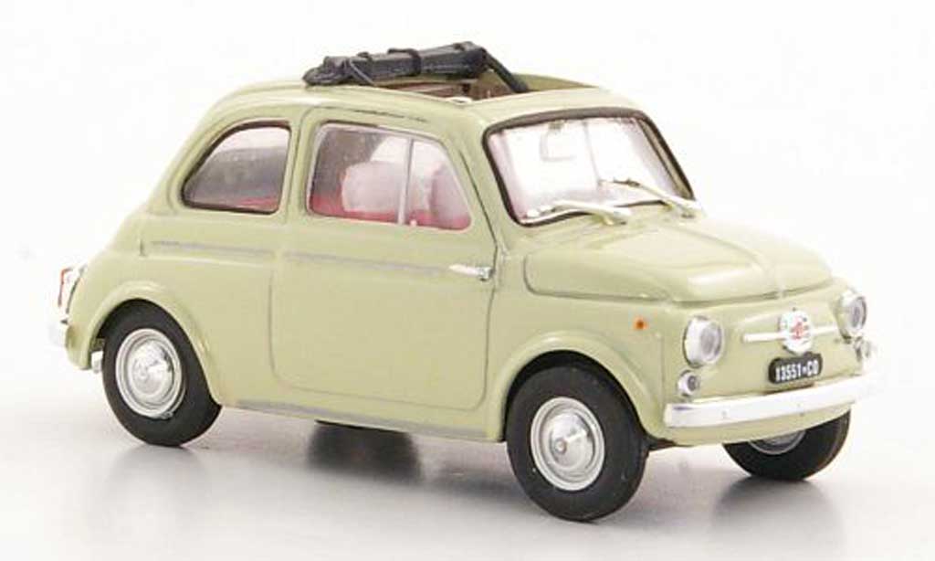 Fiat 500 D 1/43 Brumm D beige geoffnetes Faltdach 1960 modelauto