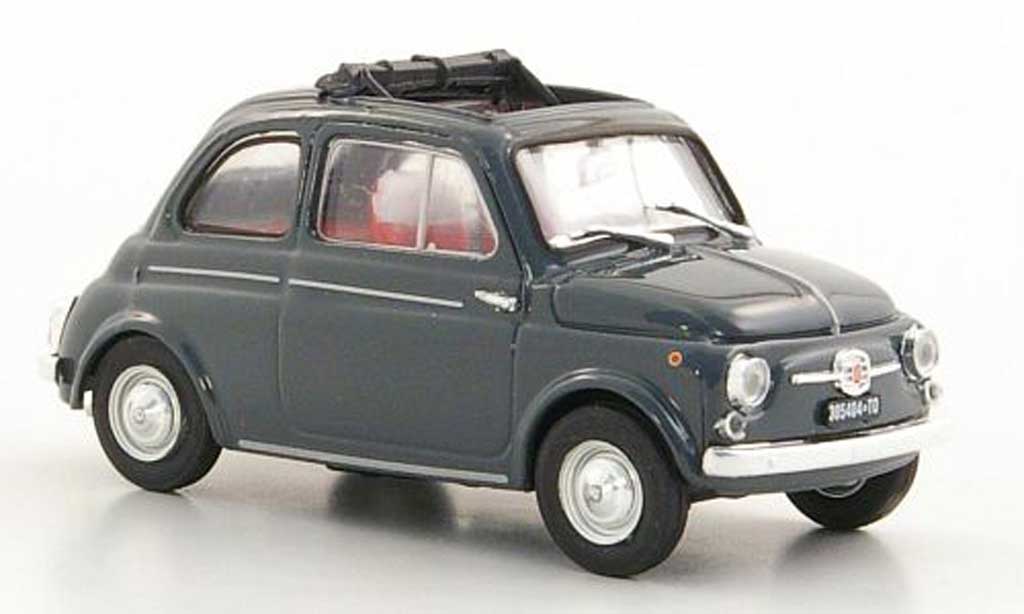 Fiat 500 D 1/43 Brumm D grijs geoffnetes Faltdach 1960 modelauto