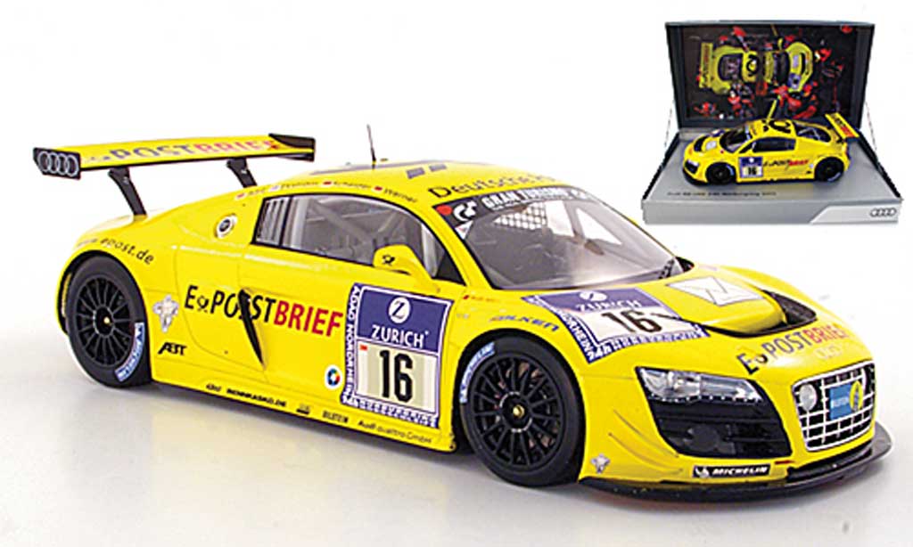 Audi R8 LMS 1/18 Spark LMS No.16 Deutsche Post Abt / Ekstrom / Scheider / Werner ADAC 24h Nurburgring 2011 modelauto