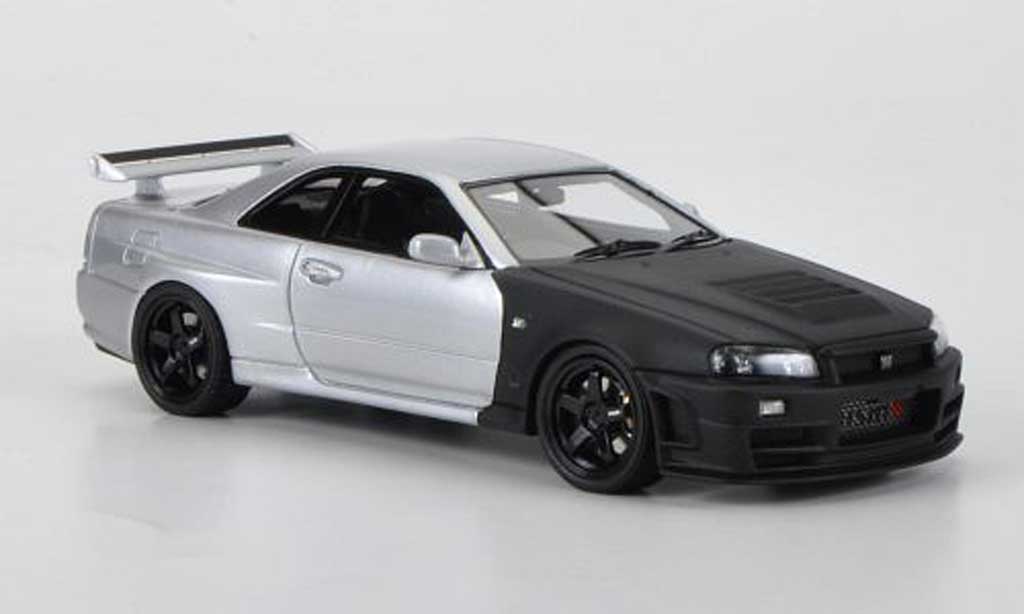 Nissan Skyline R34 1/43 HPI R34 GT-R Z-tune mattzwart/grijs Testfahrzeug Suzuka 2004 modelauto